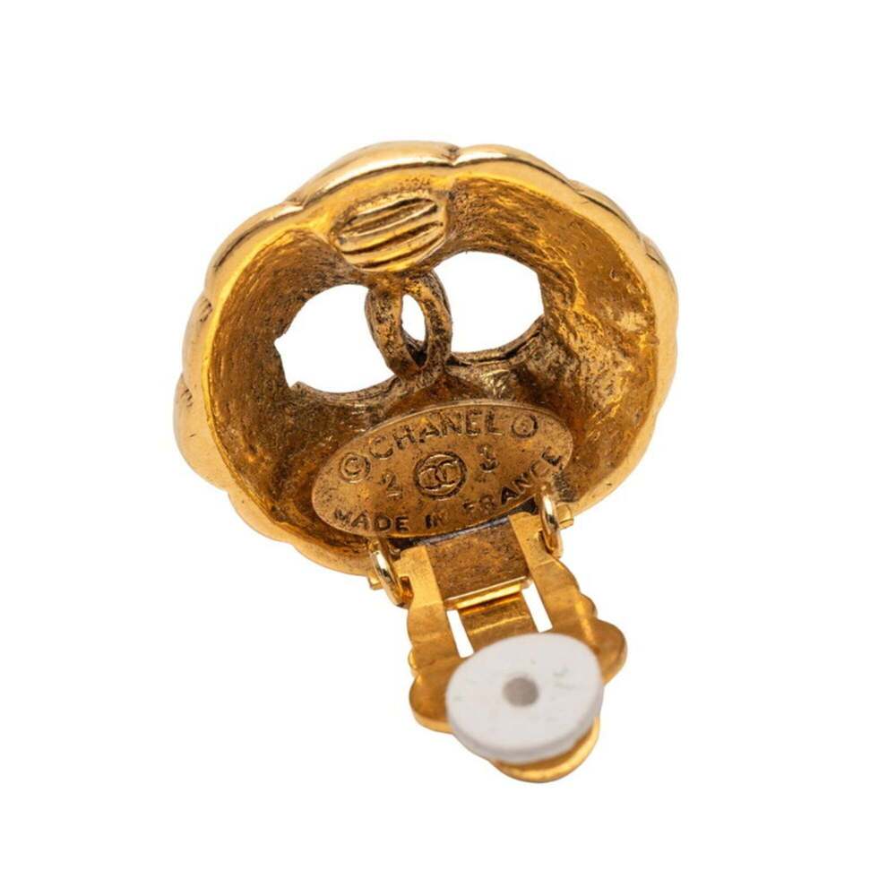 CHANEL Authentic Vintage Gold Logo Earrings - Picture 3 of 3